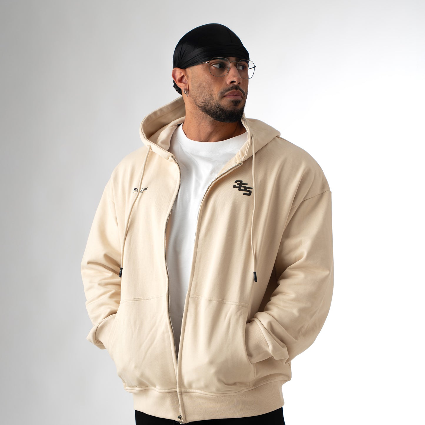 365 LVLS CLUB ZIP HOODIE - BEIGE