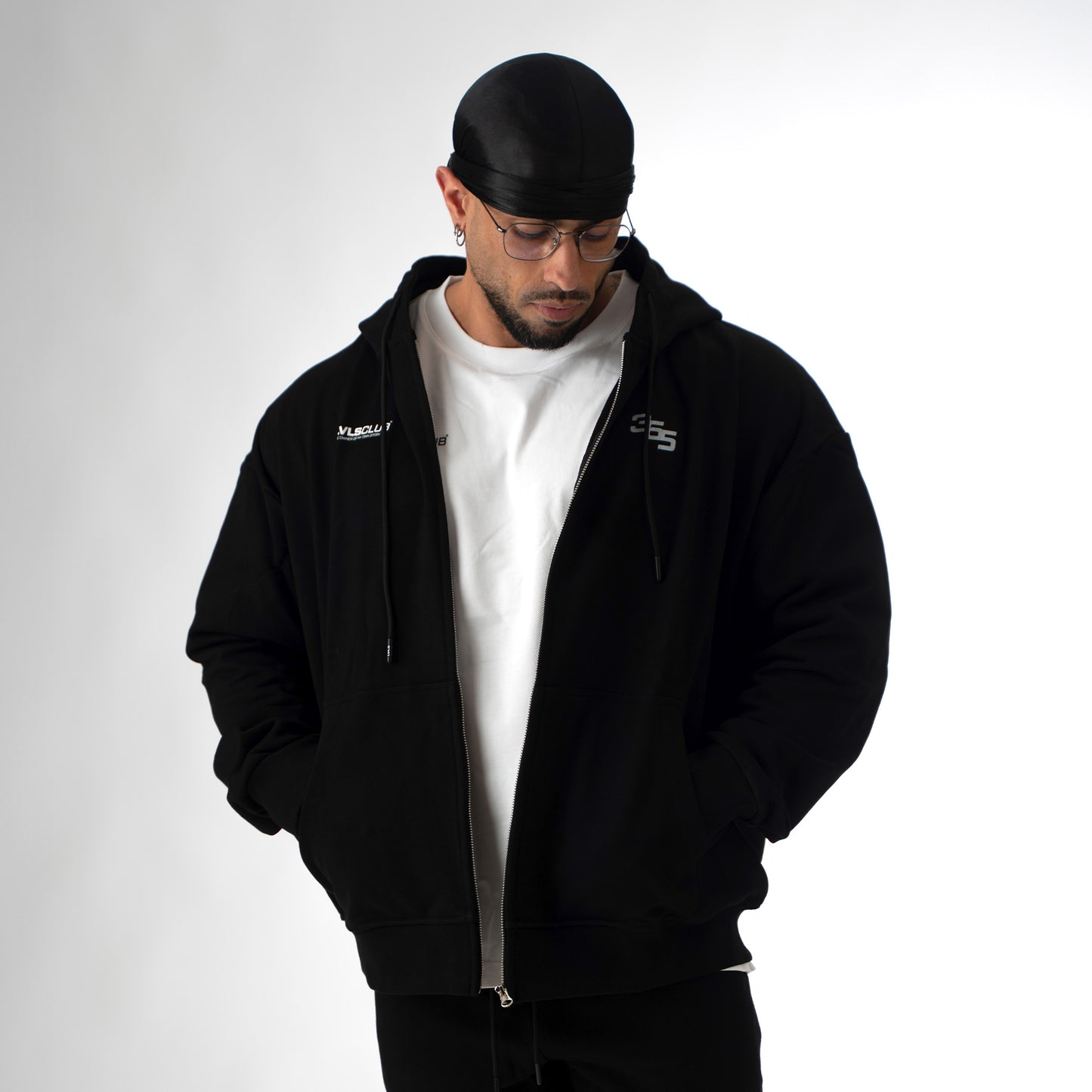 365 LVLS CLUB ZIP HOODIE - BLACK