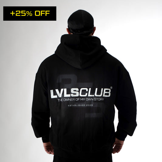 365 LVLS CLUB ZIP HOODIE - BLACK